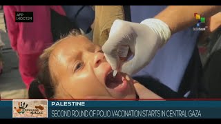 Second round of polio vaccination kicks off in central Gaza Strip [upl. by Lleuqar711]