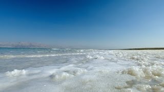 Stock Footage of Dead Sea waves on the salty shore in Israel [upl. by Joktan]