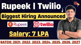 Urgent Hiring  Salary 7 LPA  Rupeek Twilio  Off Campus Drive 2021 2022 2023 2024 20252027 [upl. by Pape340]