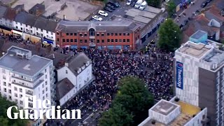 Aerial footage shows peaceful demonstrations in London [upl. by Ayak964]