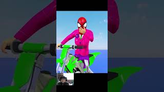 Troll Squid Game SPIDERMANon Motorcycle in Spiral Bridge Stunt Ride 5 Times Challenge shortsvideo [upl. by Analed]