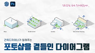 건축 다이어그램 만들어보았습니다 그런데 포토샵을 곁들인 스케치업포토샵 [upl. by Toomay]