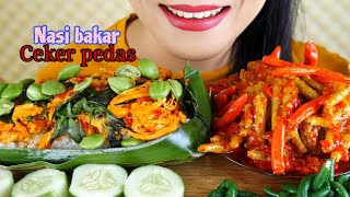 ASMR CEKER PEDAS DAN NASI BAKAR AYAM SUWIR KEMANGI  EATING SOUNDS [upl. by Schechter]