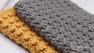 Easy Textured Dishcloth Crochet Pattern [upl. by Ardnauq705]