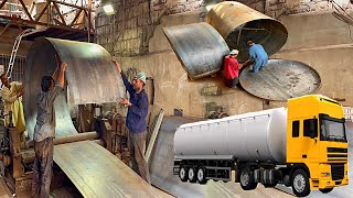 How to make 30000 Liters Fuel Tanker Truck  How Fabricators make Fuel Tanker with Sheets of Iron [upl. by Dihsar]