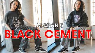 IS THIS CLASSIC WORTH IT Air Jordan 3 Black Cement On Foot Review Sizing and How to Style [upl. by Bozovich]