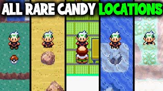 ALL RARE CANDY LOCATIONS ON POKEMON EMERALD [upl. by Sik743]