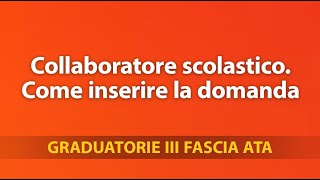 Tutorial Graduatorie Terza Fascia Ata collaboratore scolastico come inserire la domanda [upl. by Hilten]