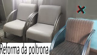 Diy reformando poltrona em casa trocando o tecido [upl. by Annahoj]