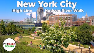 NYC High Line amp Hudson River Walk  4K with Captions [upl. by Weksler]