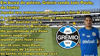 Em busca de goleiro Grêmio sonda João Paulo do Santos [upl. by Htrahddis]