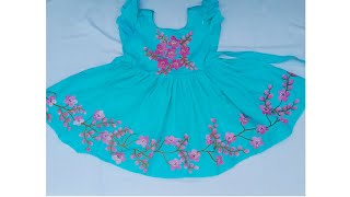 Febric painting baby dress Hand painted beautiful girls dress [upl. by Marrin759]