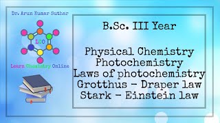 BSc III Year  Photochemistry  Laws of photochemistry  Grotthus Draper law  Stark Einstein law [upl. by Aleunam977]