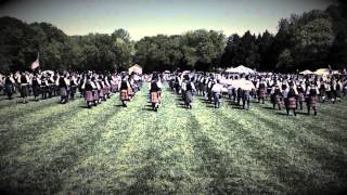 Mass bagpipe band at the Rural Hill Scottish Games [upl. by Eerihs]