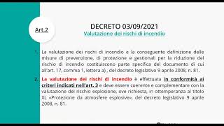 DM 03092021 VALUTAZIONE DEL RISCHIO INCENDIO NEI LUOGHI DI LAVORO [upl. by Jim235]