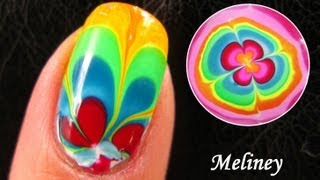 RAINBOW WATER MARBLE NAILS DESIGN How to Nail Art Tutorial for Beginner Easy Simple 水染彩繪美甲 [upl. by Brown]