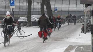 Cycling in the snow Utrecht Netherlands 103 [upl. by Elyac84]