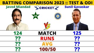 Javed Miandad vs Sunil Gavaskar Test amp Odi Batting Comparison  Cricket Compare [upl. by Ruprecht]