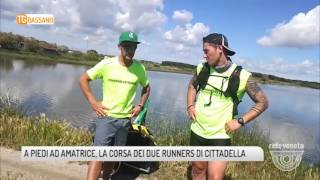 TG BASSANO 09052017  A PIEDI AD AMATRICE LA CORSA DEI DUE RUNNER DI CITTADELLA [upl. by Harimas]