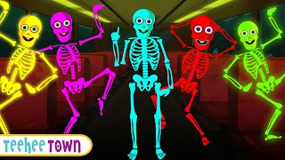 Wheels On The Bus With Five Skeletons  Spooky Scary Skeletons Songs By Teehee Town [upl. by Xylon941]