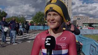 Katrine Aalerud  Interview at the finish  UEC Championships LimbourgFlanders 2024 [upl. by Leuqar]