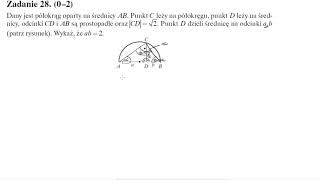 Matura operon 2016 zadanie 28 Dany jest półokrąg oparty na średnicy AB Punkt C leży na półokręgu [upl. by Eener]