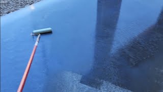 Concrete floor sealing DIY using Lowes brand Valspar sealer [upl. by Yelrac]