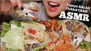 ASMR กินส้มตำ ปูดองน้ำปลา Thai Whispers  English Subs Papaya Salad EATING SOUNDS  SASASMR [upl. by Corder]