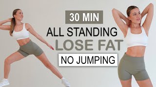 30 Min ALL STANDING FAT LOSS  Full Body  No Jumping HIIT  Standing Abs  No Repeat  No Equipment [upl. by Adanar]