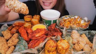 ASMR WINGSTOP MUKBANG FEAST  CHICKEN WINGS TENDERS VOODOO FRIES amp CAJUN CORN NO TALKING [upl. by Benilda]