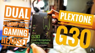 PLEXTONE G30 UNBOXING  DUAL MICROPHONE GAMING HEADSET QUICK TEST [upl. by Eenot]