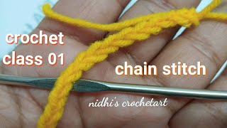 Crochet class 01 for beginners  chain stitch [upl. by Shaver280]