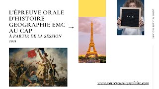 Lépreuve orale dhistoire géographie EMC au CAP 2021 [upl. by Atiuqram]