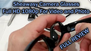 Sheawasy Camera Glasses Full HD 1080p Video and Photo Unboxing Instructions Tutorial and Review [upl. by Kcod]