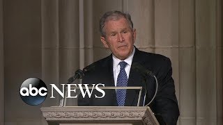 George W Bush eulogizes his father through tears laughter [upl. by Notrem]