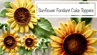 How to Make Fondant Sunflower Cake Toppers NO WIRE  How to Make Fondant Leaves without a Cutter [upl. by Fabria]