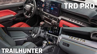 The New 2024 Toyota Tacoma Interior – Trailhunter vs TRD PRO [upl. by Enyad]