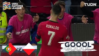 ¡QUÉ GOLAZO DE CR7 DOBLETE de Cristiano Ronaldo  Portugal 50 Polonia  UEFA Nations League 2024 [upl. by Annasoh]