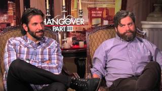 Bradley Cooper jokes with costars Zach Galifianakis amp Ed Helms about ANOTHER HANGOVER film [upl. by Coryden]