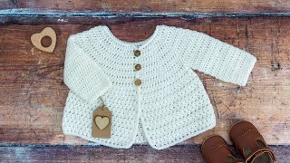 Crochet Baby Cardigan Pattern Part TWO of this Sweet Design [upl. by Amilah]