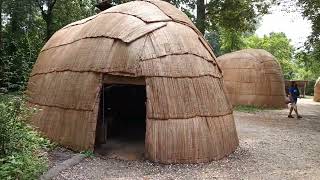 Yehakhin Huts in the Powhatan Indian Village at Jamestown Settlement in Williamsburg Virginia [upl. by Orlene]