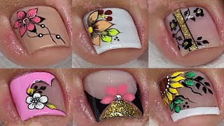 MODELOS DE UÑAS HERMOSAS PARA DECORAR TUS PIES 🦶🏼 🦶🏼 💅😍🌺 [upl. by Hetti]