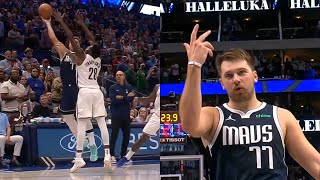 Luka Doncic hits insane one handed hook shot from 3 to win vs Nets [upl. by Naivart]