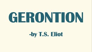 Gerontion in Hindi  TS Eliot  Line by Line Full Summary and Explanation [upl. by Sivrep]