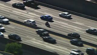 Full police chase CHP officers pursue motorcyclist in highspeed pursuit across LA OC Freeways [upl. by Atnoid]