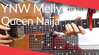 Pieces YNW Melly Queen Naija Guitar Tutorial  Tab Chords [upl. by Anyale]