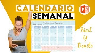 Como hacer un CALENDARIO FACIL y Bonito en Power Point  Planificador semanal [upl. by Adnahsam638]