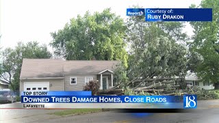 Downed Trees Damage Homes Close Roads [upl. by Whiney]