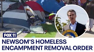 California Gov Newsom issues executive order to remove homeless encampments [upl. by Edahsalof637]