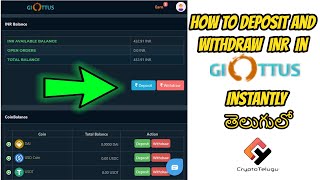 How to Deposit and Withdraw INR in Giottus 2020  Telugu [upl. by Bud825]